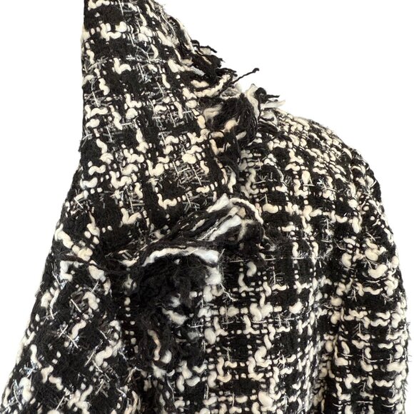 NWT Sans Souci Black & White Tweed Double-Breasted Coat with Pearl Buttons - Picture 6 of 8